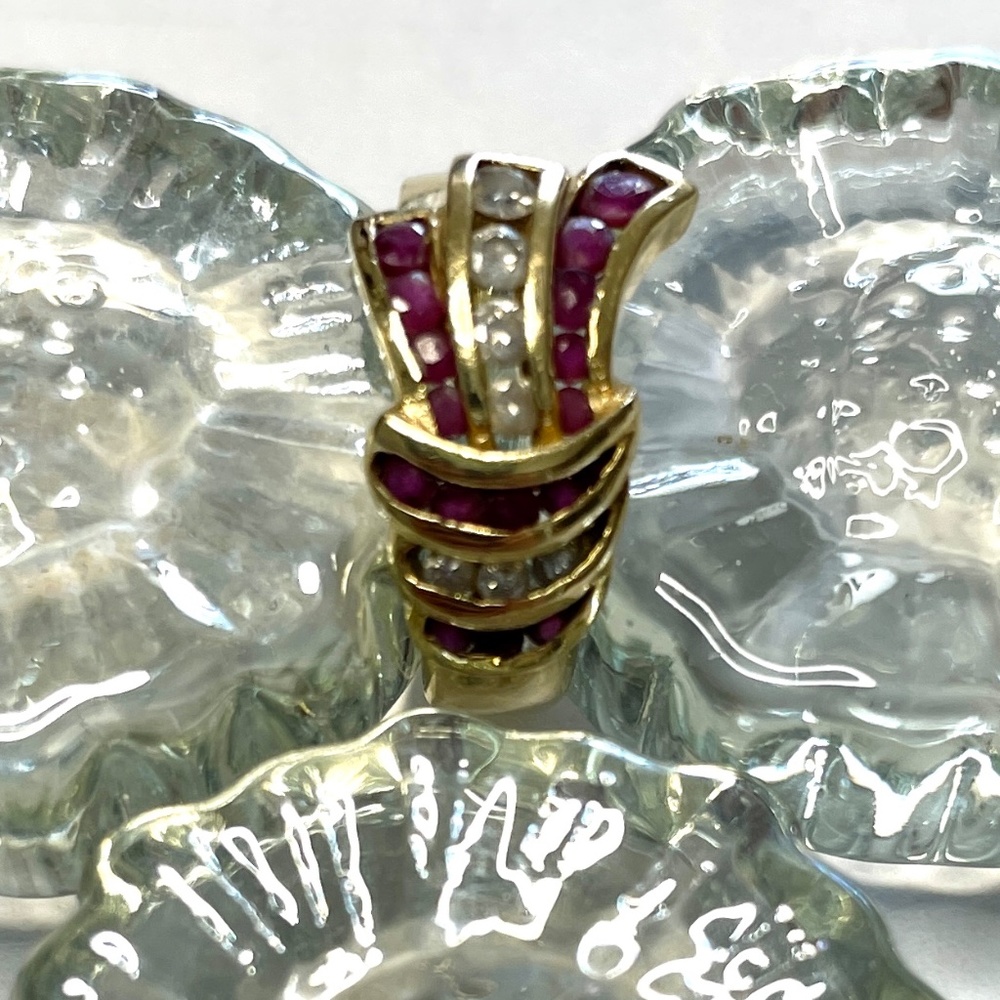 14K Gold Ring of Diamonds & Rubies